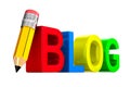 Blog and pencil on white background. Isolated 3D illustration Royalty Free Stock Photo