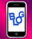 Blog On Phone Shows Blogging Or Weblog Websites