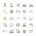 Blog simple outline design icon set multicolor.