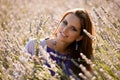 Blog style pretty young woman on a walk in forest on late autumn Royalty Free Stock Photo