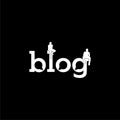 Blog Text sign, icon, logo on dark background