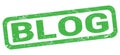 BLOG text written on green rectangle stamp