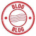 BLOG text written on red round postal stamp sign