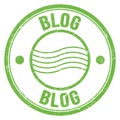 BLOG text written on green round postal stamp sign