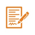 Blog, writing, write icon. Orange vector sketch.