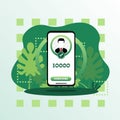 Bloger account in phone. Flat vector illustration. Mobile application design. User interface. Vector graphic