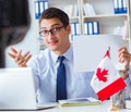 Blogger doing webcast on canadian immigration to Canada Royalty Free Stock Photo