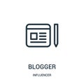 blogger icon vector from influencer collection. Thin line blogger outline icon vector illustration Royalty Free Stock Photo