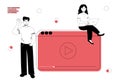 Blogger live streaming broadcast flat vector illustration