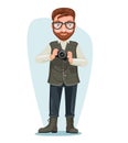 Blogger Nature Photographer Man Cartoon Character Design Vector Illustration