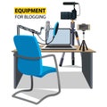 Workplace for blogger. Equipment for blogging