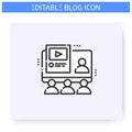 Blogging course line icon. Editable illustration