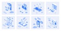 Blogging 3d isometric concept set with isometry icons design for web. Collection of creating content in online blogs, posting Royalty Free Stock Photo