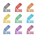 Blogging icon. Blog sign, color set