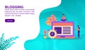 Blogging illustration concept with character. Template for, banner, presentation, social media, poster, advertising, promotion Royalty Free Stock Photo