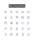 Blogging line icons collection. Vlogging, Socializing, Podcasting, Article writing, Content creating, Journaling, Online