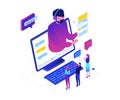 Blogging online - modern colorful isometric vector illustration Royalty Free Stock Photo