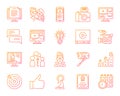 Blogging Online simple color line icons vector set