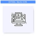 Blogging platform line icon. Editable illustration