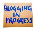Blogging in progress on placard