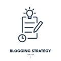 Blogging Strategy Icon. Blog, Content, Writing. Editable Stroke. Vector Icon