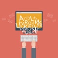 Blogging and writing for website, email. Vector illustration, flat design style with trendy icons