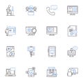 Blogosphere line icons collection. Community, Content, Conversation, Engagement, Influence, Opinion, Readership vector