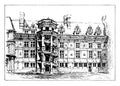 Blois Palace, an example of Renaissance architecture, vintage engraving