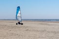 Blokart wind buggy enjoying a windy day on the Wadden Sea island beaches of western Denmark