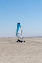 Blokart wind buggy enjoying a windy day on the Wadden Sea island beaches of western Denmark