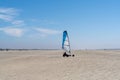 Blokart wind buggy enjoying a windy day on the Wadden Sea island beaches of western Denmark