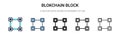 Blokchain block icon in filled, thin line, outline and stroke style. Vector illustration of two colored and black blokchain block