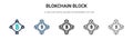 Blokchain block icon in filled, thin line, outline and stroke style. Vector illustration of two colored and black blokchain block