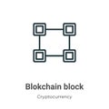 Blokchain block outline vector icon. Thin line black blokchain block icon, flat vector simple element illustration from editable