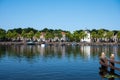 Blokzijl, Overijssel, The Netherlands - Landscape view over the harbor and lake on a hot summer day