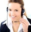 Blond assistant with headset Royalty Free Stock Photo