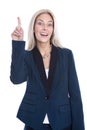 Blond attractive business woman has an good idea isolated over w Royalty Free Stock Photo