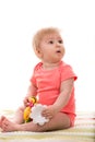 Blond baby girl looking away Royalty Free Stock Photo