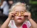 Blond baby girl playing Royalty Free Stock Photo