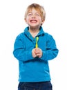 Blond boy with a toothbrush Royalty Free Stock Photo