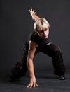 Blond breakdancer in motion