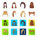 Blond with a bunch, red wavy and other types of hair. Back hair set collection icons in cartoon,flat style vector symbol Royalty Free Stock Photo