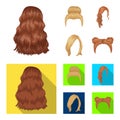 Blond with a bunch, red wavy and other types of hair. Back hair set collection icons in cartoon,flat style vector symbol Royalty Free Stock Photo