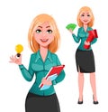 Young successful business woman, set of two poses