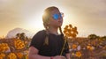 Blond country girl with sunglasses Royalty Free Stock Photo