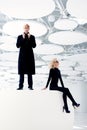 Blond couple classic secret agent and girl Royalty Free Stock Photo