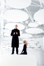 Blond couple classic secret agent and girl Royalty Free Stock Photo