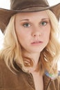 Blond cowgirl serious look Royalty Free Stock Photo