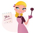Blond cute Christmas cooking Woman ( retro ) Royalty Free Stock Photo