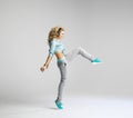 Blond dancer practicing new moves Royalty Free Stock Photo